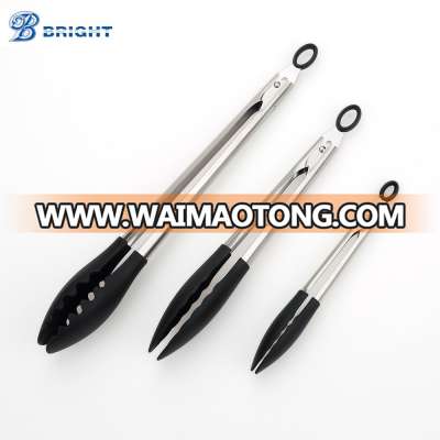 high quality 3pcs silicone kitchen food tongs set