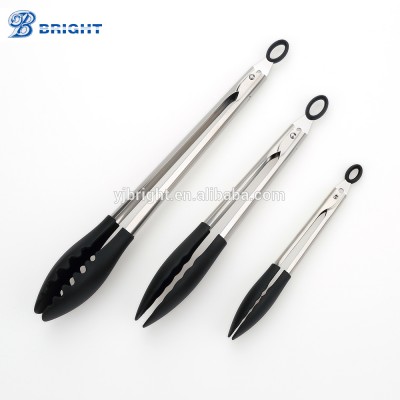 high quality 3pcs silicone kitchen food tongs set