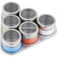 Wholesale 6 Pieces Kitchenware Colored Stainless Steel Magnetic Spice Jar