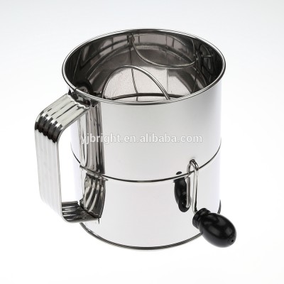 A10353___ 8-cup Stainless Steel Hand Crank Flour Icing Sugar Sifter&Shaker