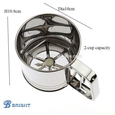 A10356___2-cup Stainless Steel Spring Action Icing Sugar Flour Sifter